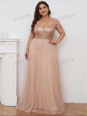 Ever Pretty Rose Gold Sequin Evening Dress